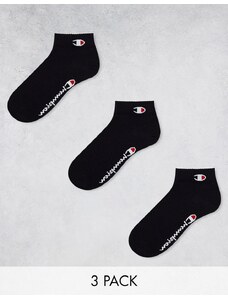 Champion - Confezione da 3 paia di calzini corti neri-Nero