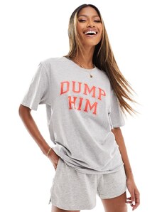 In The Style - T-shirt grigia con scritta "Dump Him"-Grigio