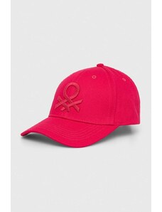 United Colors of Benetton berretto da baseball in cotone colore rosa con applicazione