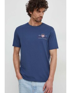 Gant t-shirt in cotone colore blu con applicazione