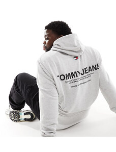 Tommy Jeans Big & Tall - Felpa grigio chiaro con cappuccio e stampa del logo