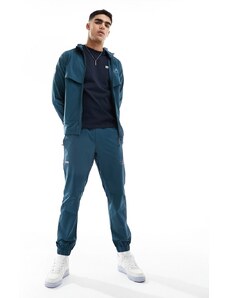 Armani - EA7 - Joggers stretti sul fondo in nylon blu medio con logo in coordinato