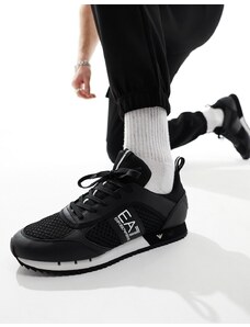 Armani - EA7 - Sneakers in misto rete nere e bianche con logo-Nero