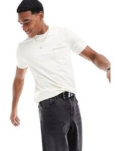 Fred Perry - T-shirt in jersey con rovescio a ricci color écru-Bianco