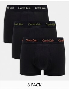 Calvin Klein - Confezione da 3 paia di boxer aderenti a vita bassa neri con fascia in vita con logo a contrasto-Nero