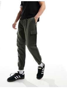 New Look - Pantaloni cargo kaki con fondo elasticizzato-Verde