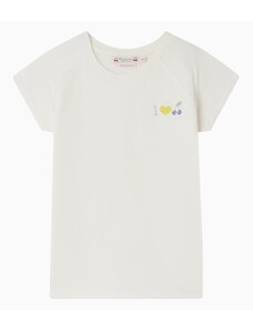 Bonpoint T-shirt girocollo bianca con ricamo