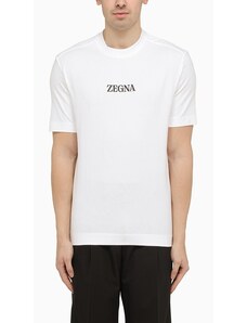 ZEGNA T-shirt girocollo bianca con logo
