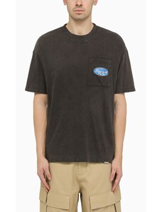 REPRESENT T-shirt nera effetto slavato in cotone con logo