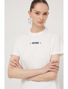 HUGO t-shirt in cotone donna colore bianco