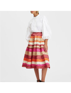 La DoubleJ Skirts gend - Reina Embroidered Skirt Color Block Orange S 100% Rayon