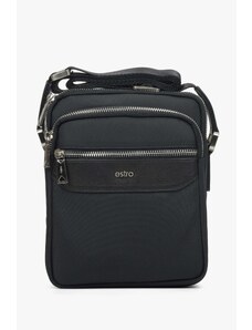 Men's Black Messenger Bag made of Leather Estro ER00114402