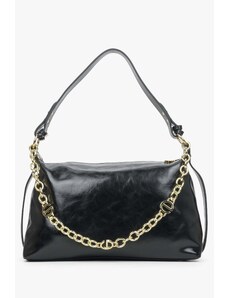 Women's Black Chain Handbag made of Leather Estro ER00114415