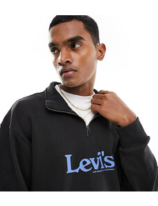 Levi's - Felpa con cappuccio nera con logo centrale rétro e zip corta - In esclusiva per ASOS-Nero