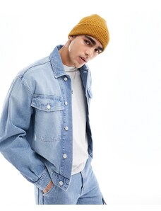 ASOS DESIGN - Giacca di jeans blu vestibilità comoda