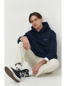 Tommy Jeans felpa in cotone uomo colore blu navy con cappuccio con applicazione