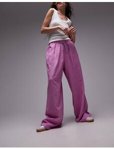Topshop - Pantaloni in misto lino rosa a palloncino