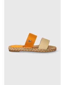 Tommy Hilfiger ciabatte slide TH SATIN FLAT ESPADRILLE SANDAL donna colore giallo FW0FW07747