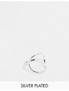 ASOS DESIGN - Anello placcato argento con design circolare aperto