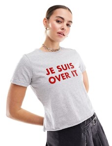 ASOS DESIGN - T-shirt mini grigio mélange con stampa "Je Suis"