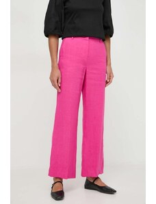 Weekend Max Mara pantaloni in lino colore rosa