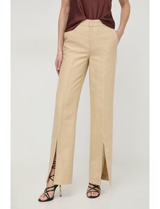Twinset pantaloni in lino misto colore beige