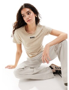 Levi's - Rickie - T-shirt color crema a righe con logo piccolo-Bianco