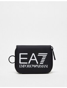 Armani - EA7 - Portafogli bianco e nero con logo e zip su tre lati