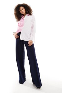 Vero Moda - Camicia oversize in cotone rosa a righe irregolari