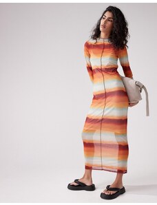 Pieces - Vestito lungo multicolore sfumato con cuciture a vista