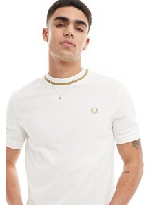Fred Perry - T-shirt in piqué bianco
