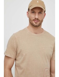 Guess t-shirt in cotone uomo colore beige con applicazione