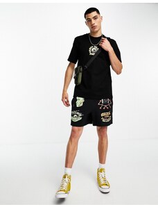 Coney Island Picnic - Pantaloncini in jersey neri con stampa "Observe And Reflect" in coordinato-Nero