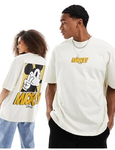 ASOS DESIGN - Disney - T-shirt unisex oversize bianco sporco con stampe "Mickey Mouse"-Neutro