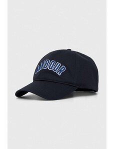Barbour berretto da baseball in cotone colore blu navy con applicazione