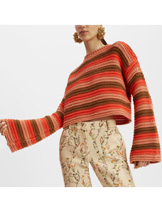 La DoubleJ Knitwear gend - Crop Sweater Multicolor Red L 55%Cotton 45%Polyamide