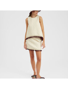 La DoubleJ Skirts gend - Baia Mini Skirt Embroidered Creamy L 100% Cotton