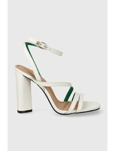 Tommy Hilfiger sandali in pelle TH LEATHER BLOCK HIGH HEEL colore bianco FW0FW07752