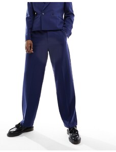 ASOS DESIGN - Pantaloni da abito a fondo ampio color blu navy