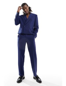 ASOS DESIGN - Pantaloni da abito dritti blu navy