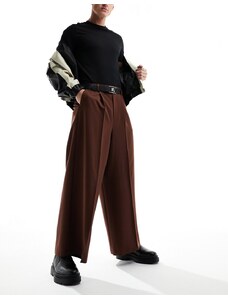ASOS DESIGN - Pantaloni eleganti a fondo super ampio marroni-Marrone