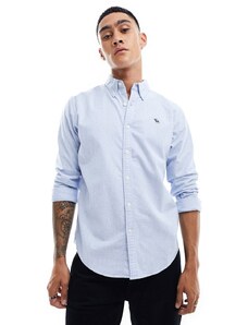 Abercrombie & Fitch - Camicia Oxford azzurra con logo-Blu