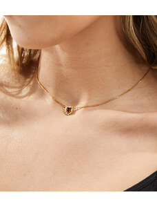 Rachel Jackson - Electric Love - Collana placcata oro 22 k con cuore piccolo rosso granato e confezione regalo