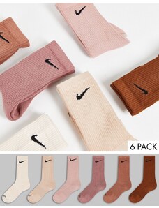 Nike Training - Everyday Cushioned Plus - Confezione da 6 paia di calzini ammortizzati marroni-Multicolore