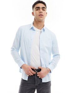 Calvin Klein - Camicia elasticizzata blu slim fit in popeline