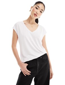 Vero Moda - T-shirt con scollo a V bianca-Bianco