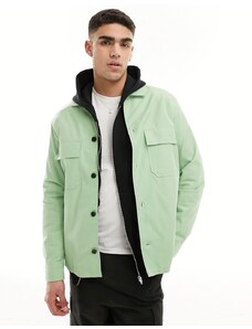 Calvin Klein - Camicia giacca verde in nylon e cotone