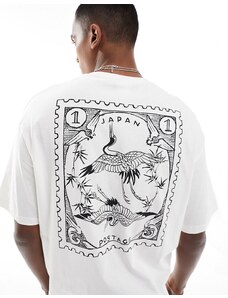 Selected Homme - T-shirt oversize bianca con stampa "Japan" sul retro-Bianco