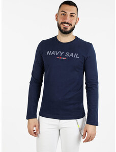 Navy Sail T-shirt Da Uomo In Cotone a Manica Lunga Blu Taglia M