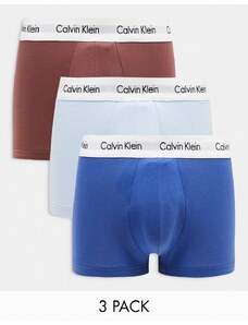 Calvin Klein - Confezione da 3 paia di boxer aderenti blu, azzurri e ruggine-Multicolore